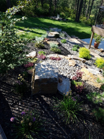 Residential Landscaping-Water Feature, Rock and Plants, Sprinkler and Drip System