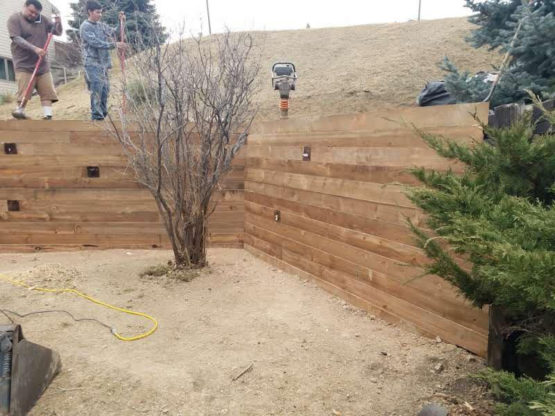 Timber Wall Landscaping Project - Hermosa
