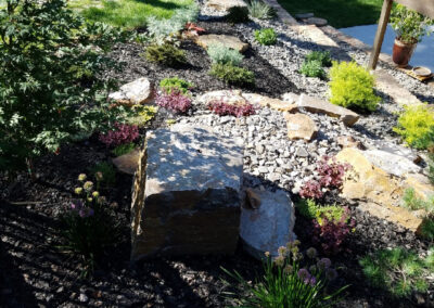 New Landscaping, Rock and Plants, Sprinkler and Drip System