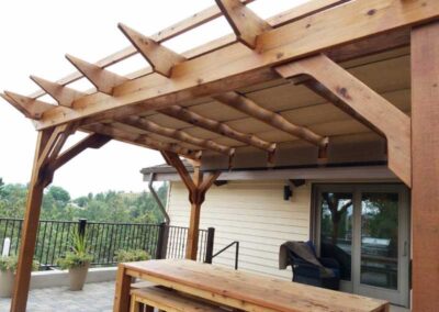 Paver Patio and Pergola with Shade Tree Sun Shades